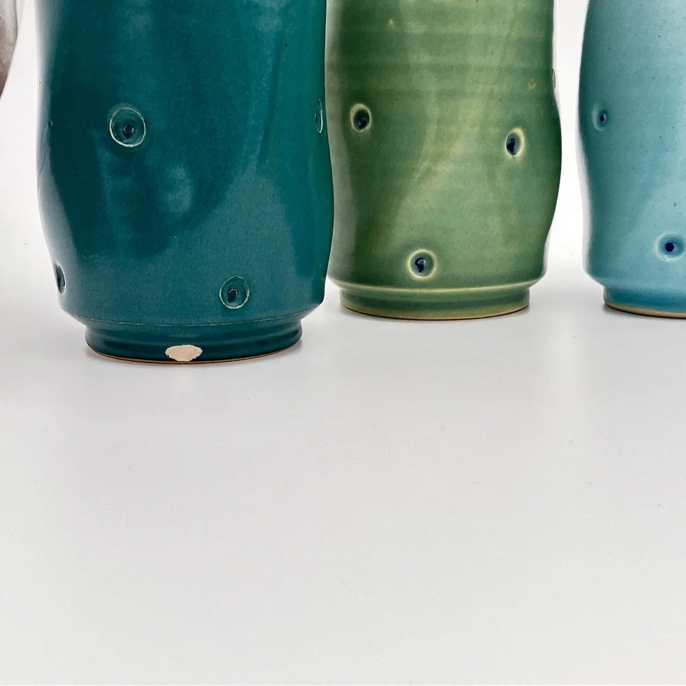 Studio Pottery Dimple Tumblers Set of 5 Handcrafted Colorful Ceramic Cups BM